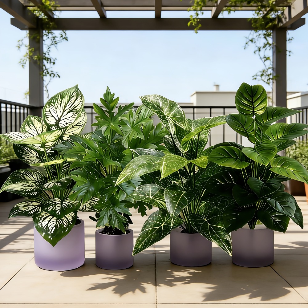Monstera Adansonii - Conjunto de 4 Plantas Artificiais com