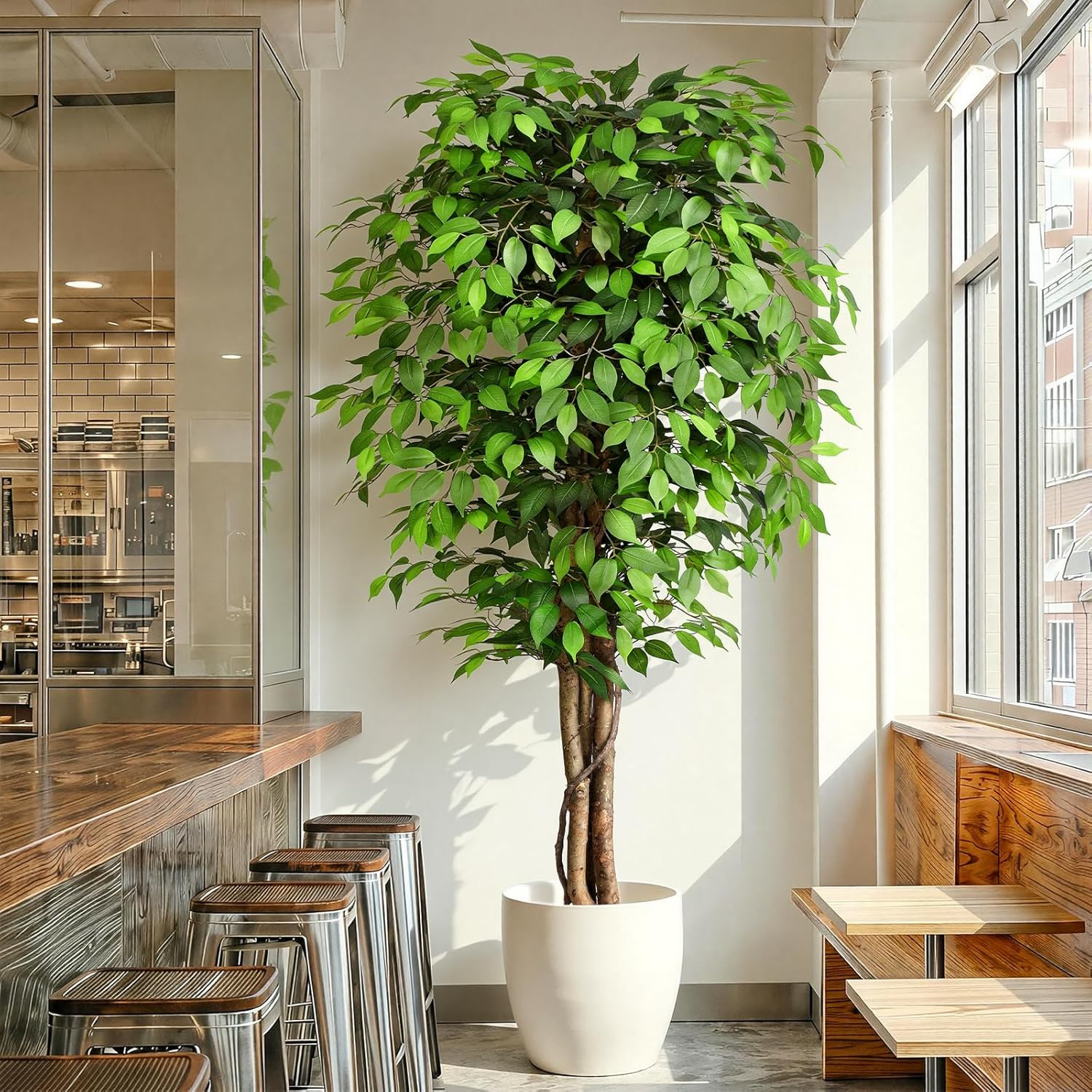 Ficus Lyrata Tree - Árvore Ficus Artificial Realista com Tronco